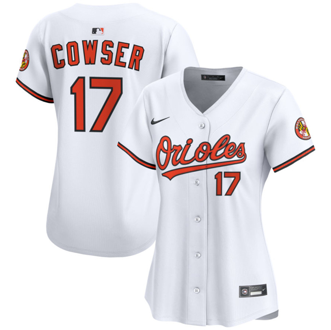 Women's White Baltimore Orioles #17 Colton Cowser Home Limited Stitched Baseball Jersey(Run Small)